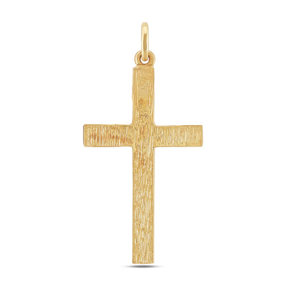 9ct Yellow Gold Ornate Patterned Scroll Bevel Edge Cross Pendant