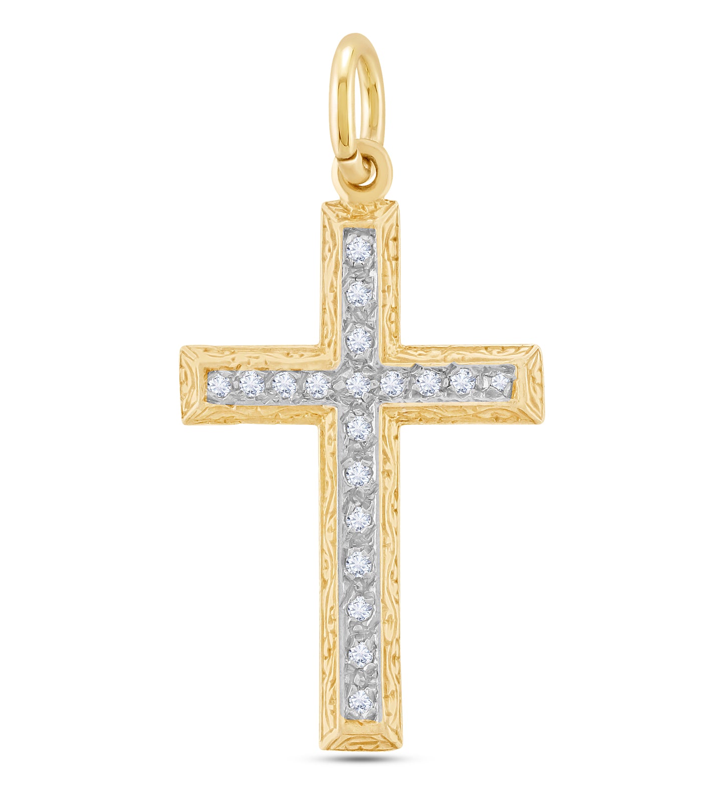 9ct Yellow Gold Ornate Small Sized Gem Set Cross