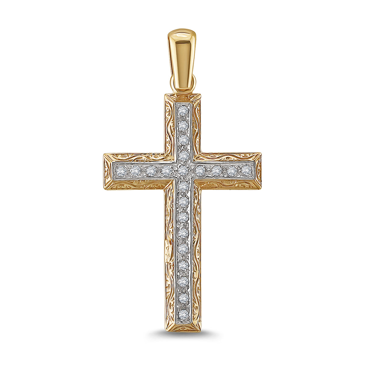 9ct Yellow Gold Ornate Medium Sized Gem Set Cross