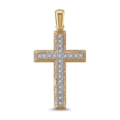 9ct Yellow Gold Ornate Medium Sized Gem Set Cross