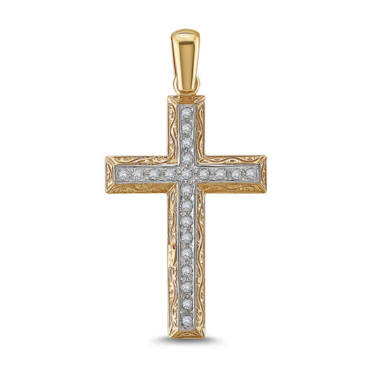 9ct Yellow Gold Ornate Medium Sized Gem Set Cross