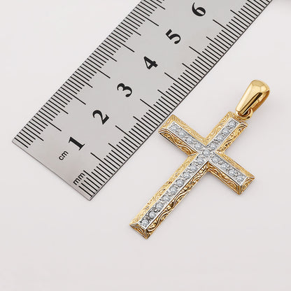 9ct Yellow Gold Ornate Medium Sized Gem Set Cross