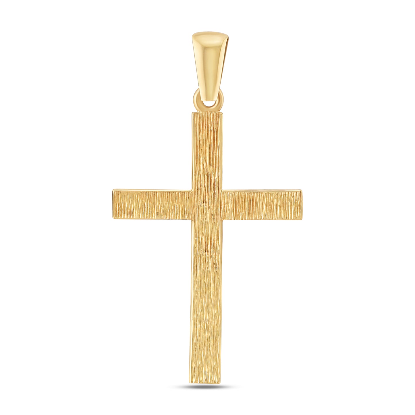 9ct Yellow Gold Scroll Patterned Bevel Edge Small Cross Pendant