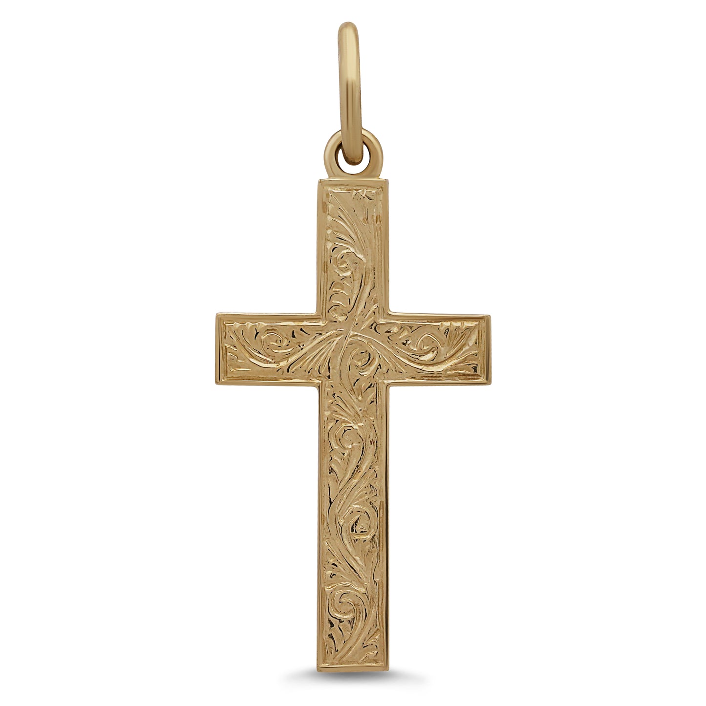 9ct Yellow Gold Ornate Patterned Classic Cross