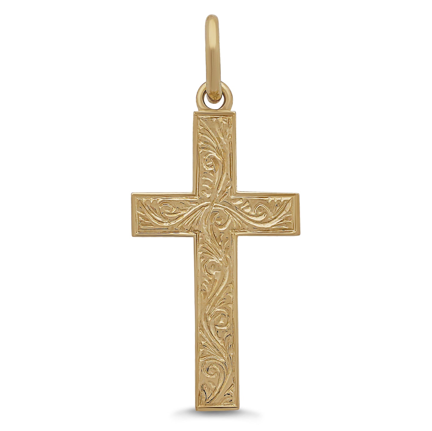 9ct Yellow Gold Ornate Patterned  Small Classic Cross