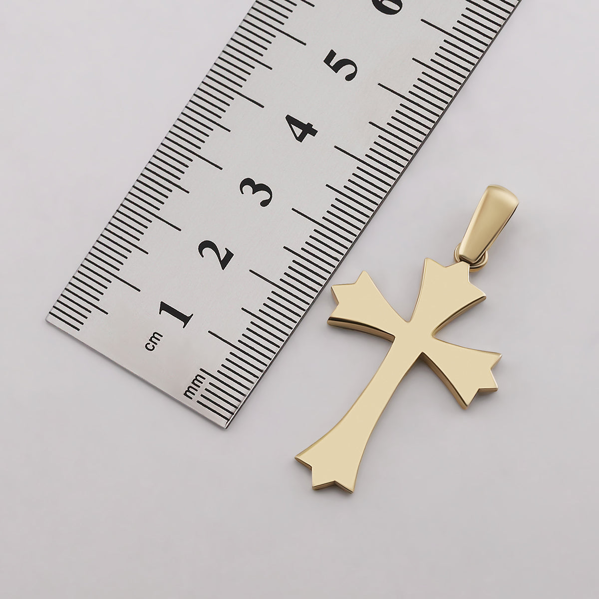 9ct Yellow Gold Medium Fleury Polished Plain Cross Pendant