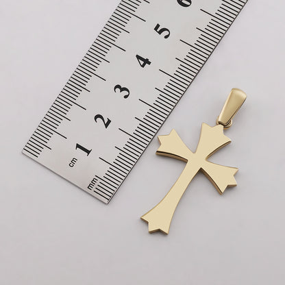 9ct Yellow Gold Medium Fleury Polished Plain Cross Pendant