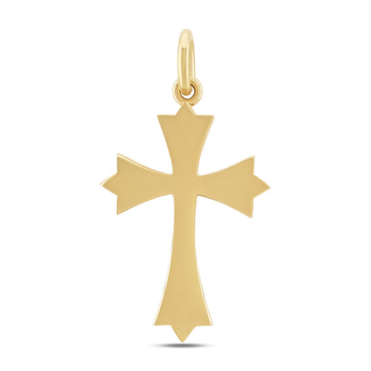 9ct Yellow Gold Small Fleury Polished Plain Cross Pendant