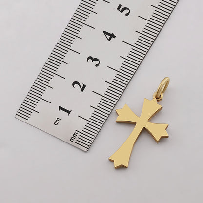 9ct Yellow Gold Small Fleury Polished Plain Cross Pendant