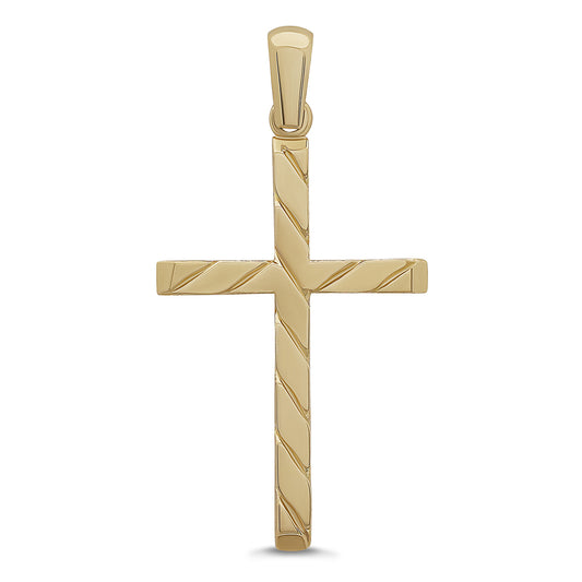9ct Yellow Gold Twist Design Cross Pendant