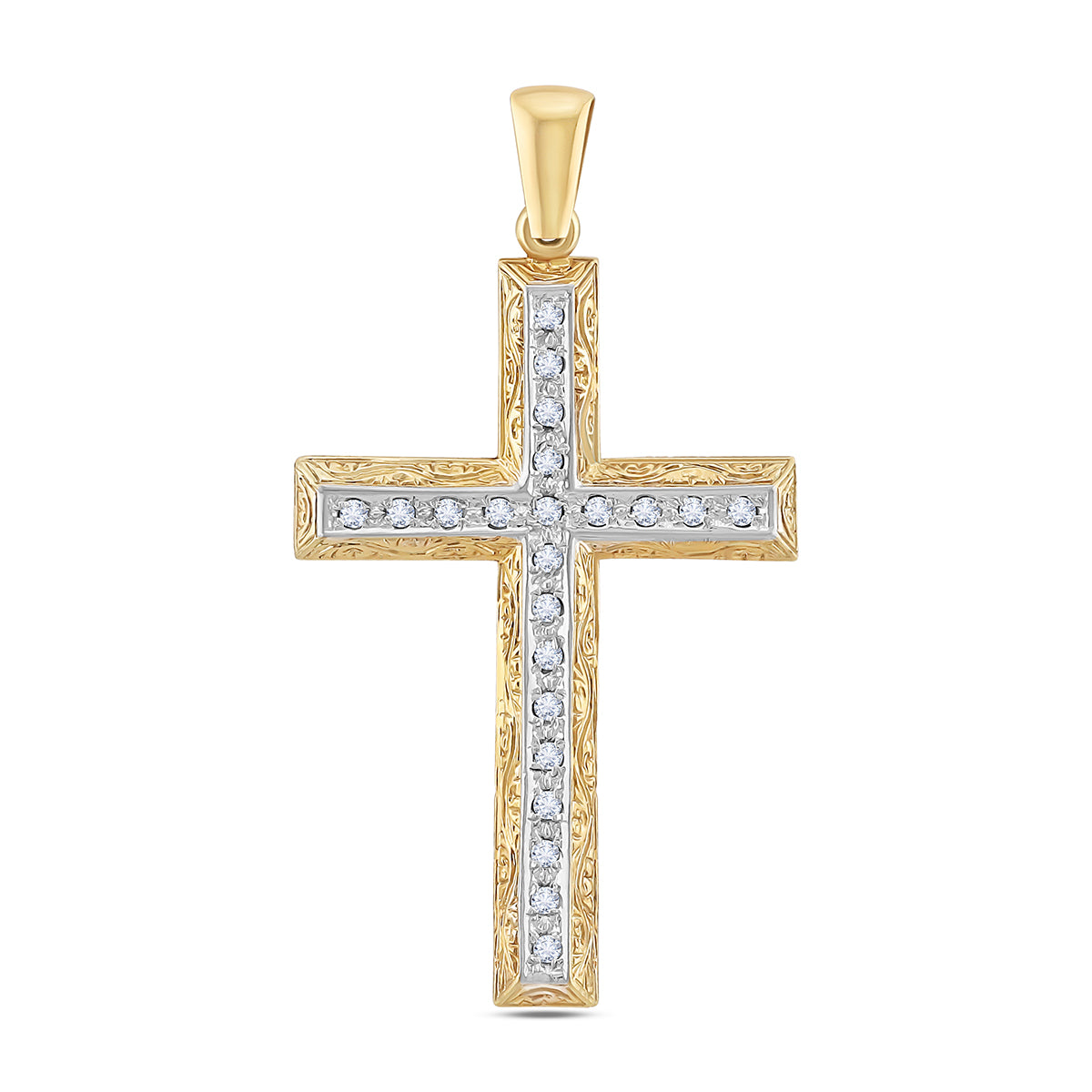 9ct Yellow Gold Ornate Large Sized Gem Set Cross