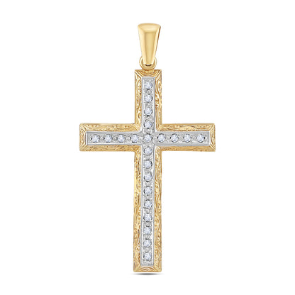 9ct Yellow Gold Ornate Large Sized Gem Set Cross