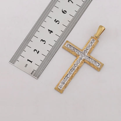 9ct Yellow Gold Ornate Large Sized Gem Set Cross