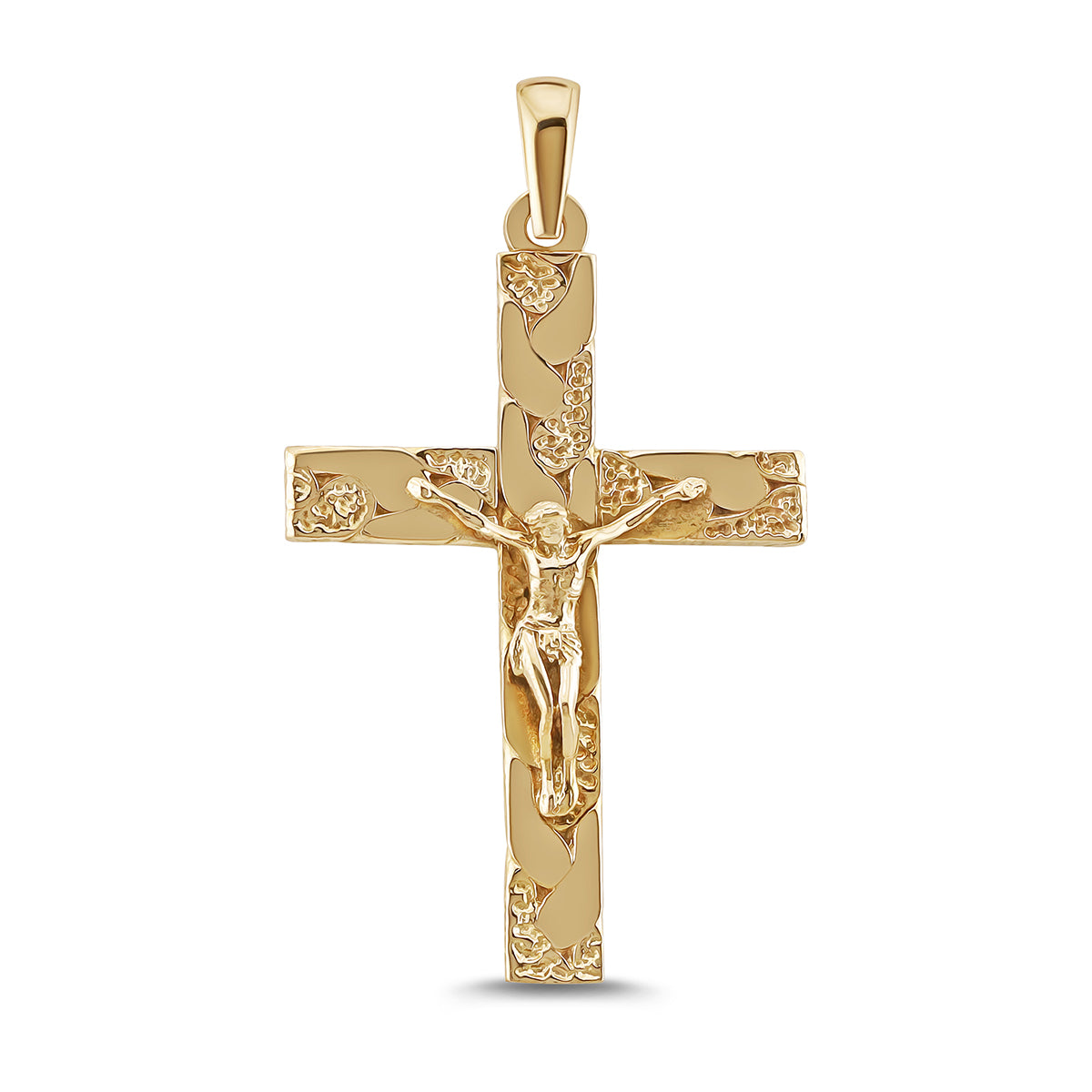 9ct Yellow Gold Twist Patterned Crucifix Cross