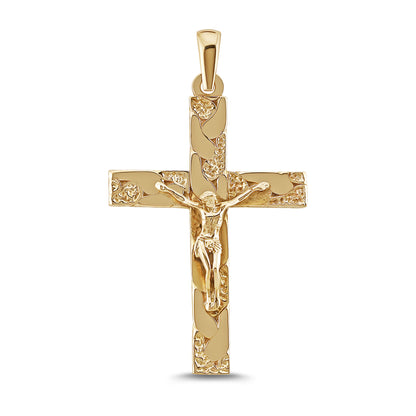 9ct Yellow Gold Twist Patterned Crucifix Cross