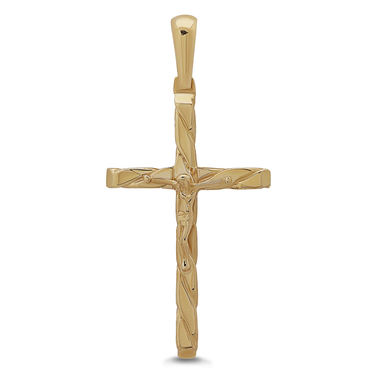 9ct Yellow Gold Textured Crucifix Cross Pendant