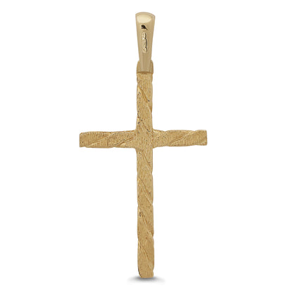 9ct Yellow Gold Textured Crucifix Cross Pendant