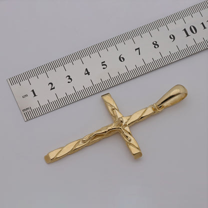 9ct Yellow Gold Textured Crucifix Cross Pendant