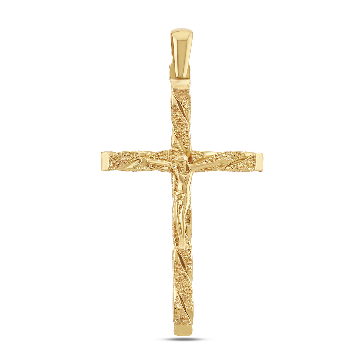 9ct Yellow Gold Textured Crucifix Cross