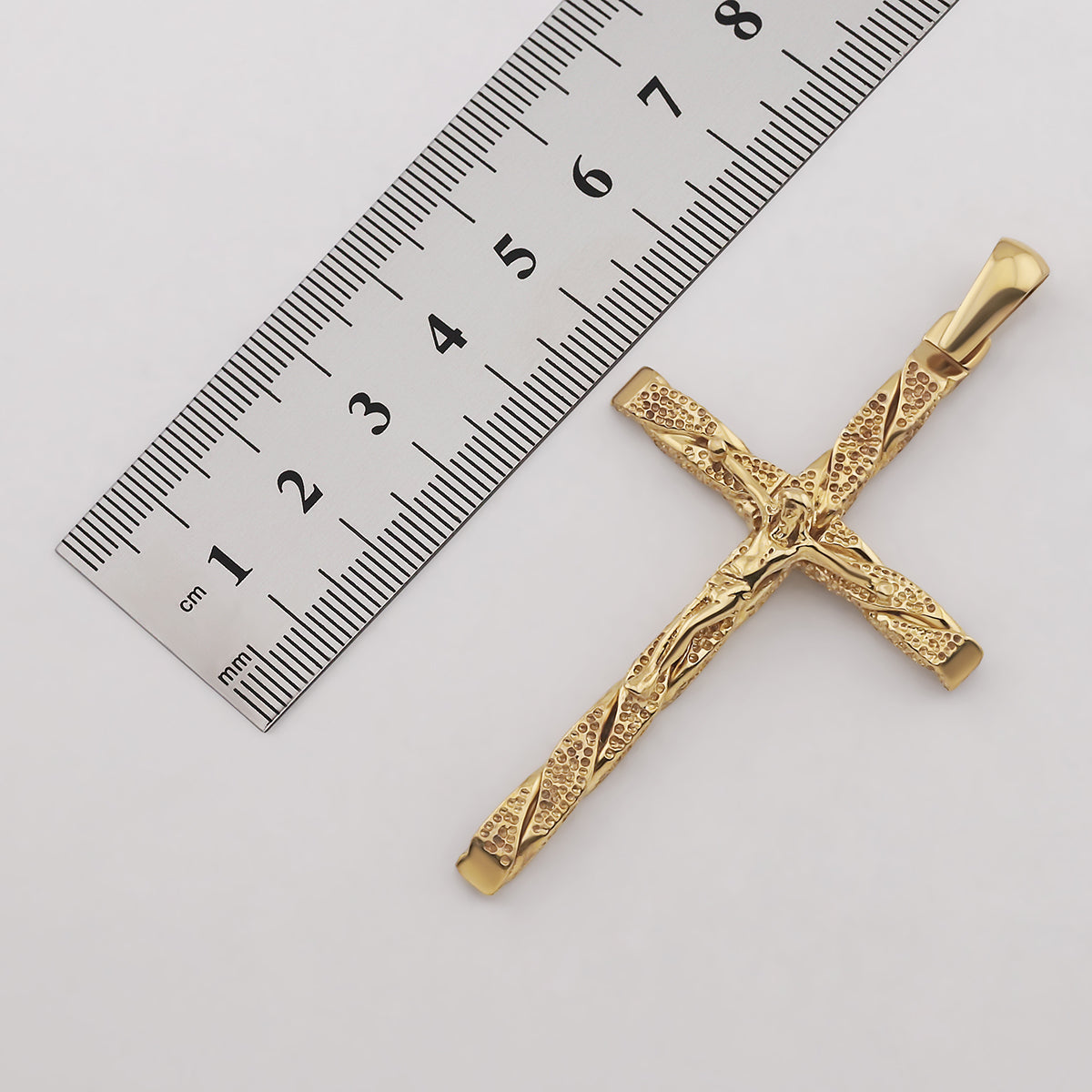 9ct Yellow Gold Textured Crucifix Cross