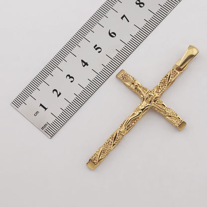 9ct Yellow Gold Textured Crucifix Cross