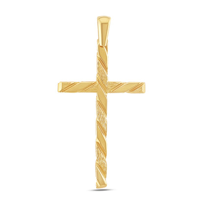 9ct Yellow Gold Polished & Textured Twist Cross