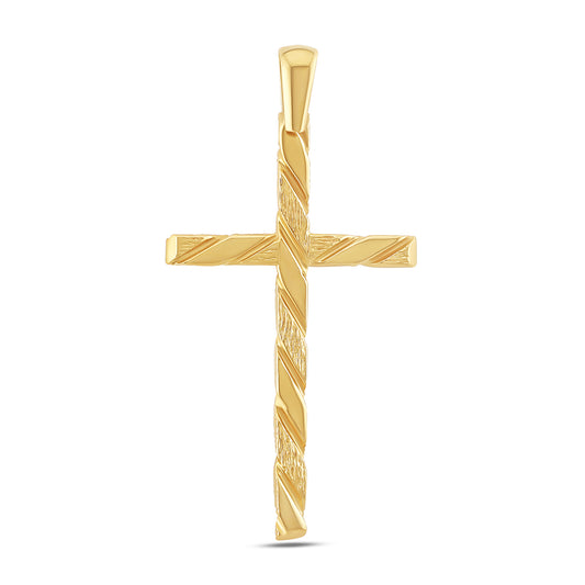 9ct Yellow Gold Polished & Textured Twist Cross