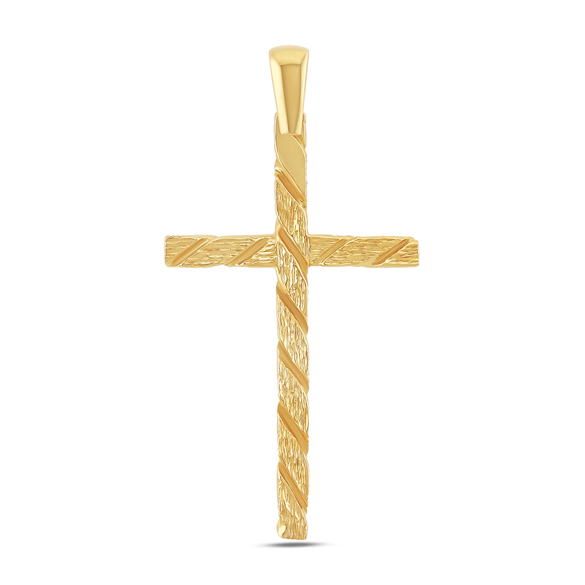 9ct Yellow Gold Polished & Textured Twist Cross