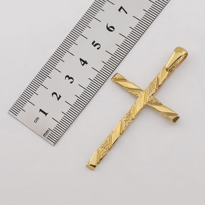 9ct Yellow Gold Polished & Textured Twist Cross