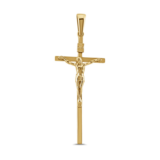 9ct Yellow Gold Inri Crucifix Textured Cross Pendant