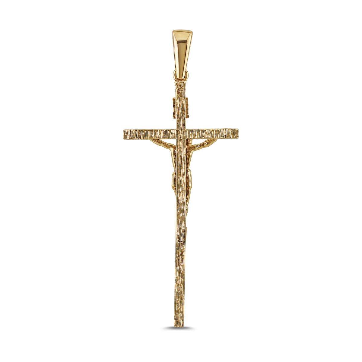 9ct Yellow Gold Inri Crucifix Textured Cross Pendant