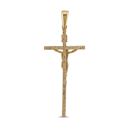 9ct Yellow Gold Inri Crucifix Textured Cross Pendant