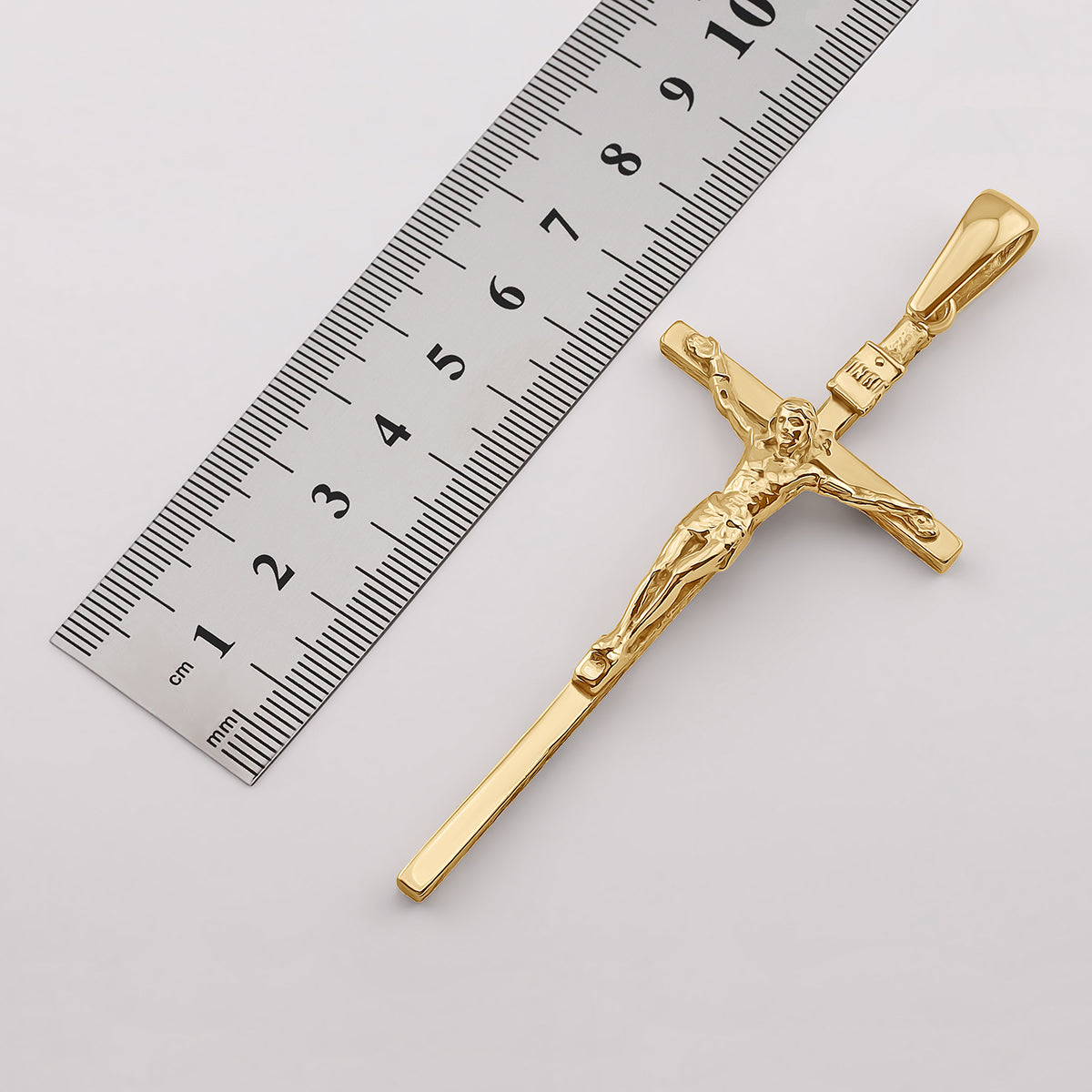 9ct Yellow Gold Inri Crucifix Textured Cross Pendant