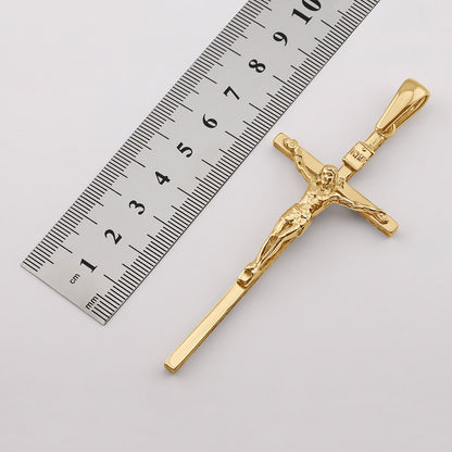 9ct Yellow Gold Inri Crucifix Textured Cross Pendant