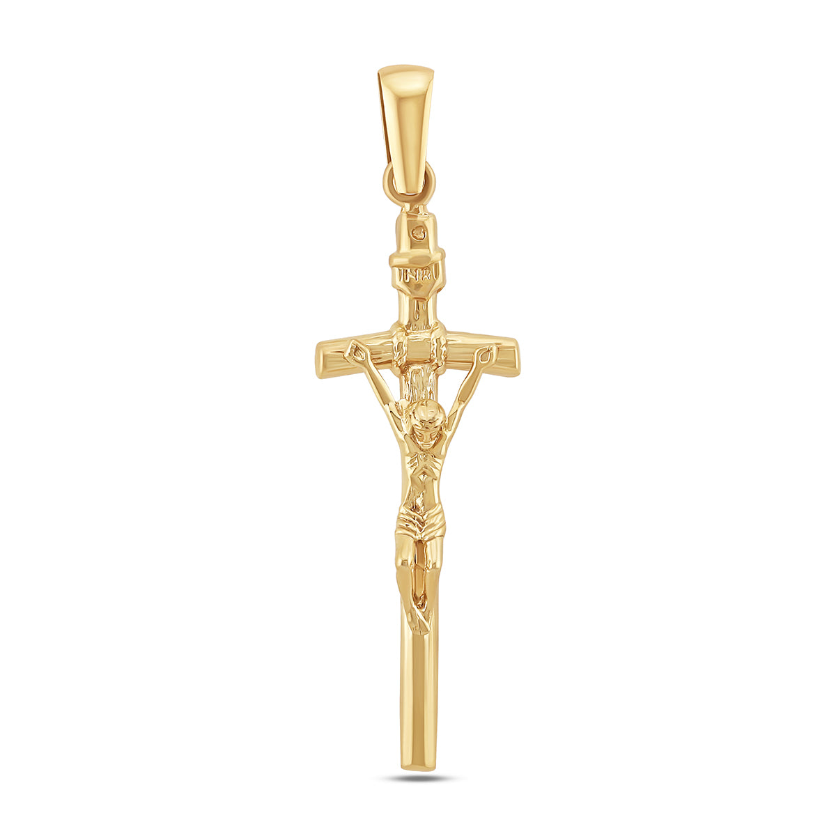 9ct Yellow Gold Inri Crucifix Textured Cross Pendant
