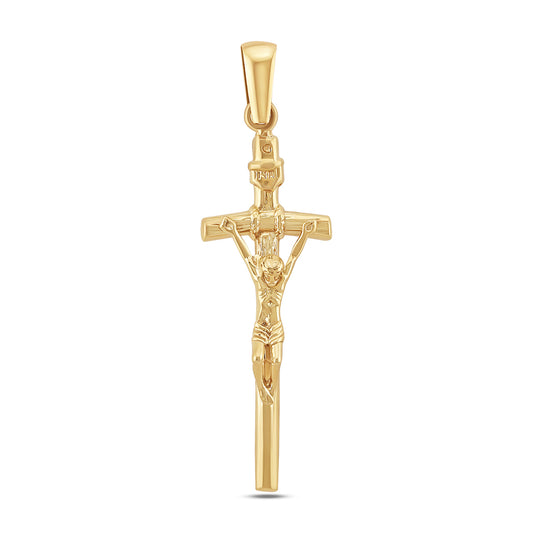 9ct Yellow Gold Inri Crucifix Textured Cross Pendant