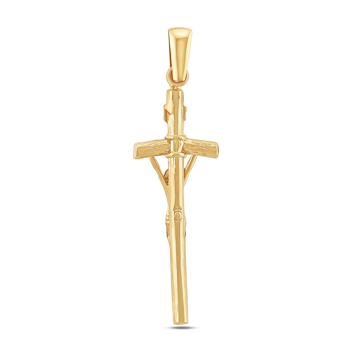9ct Yellow Gold Inri Crucifix Textured Cross Pendant