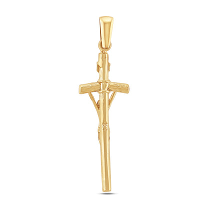 9ct Yellow Gold Inri Crucifix Textured Cross Pendant
