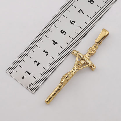 9ct Yellow Gold Inri Crucifix Textured Cross Pendant