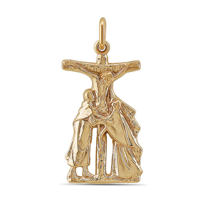 9ct Yellow Gold Saint John and Virgin Mary Crucifix Cross