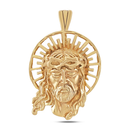 9ct Yellow Gold Face Of Jesus Halo Pendant