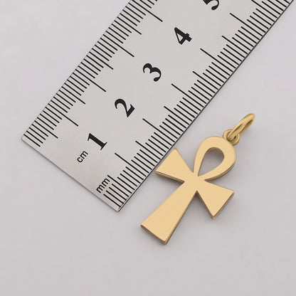 9ct Yellow Gold Solid Small Polished Ankh Cross