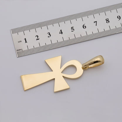 9ct Yellow Gold Solid Large Polished Ankh Cross