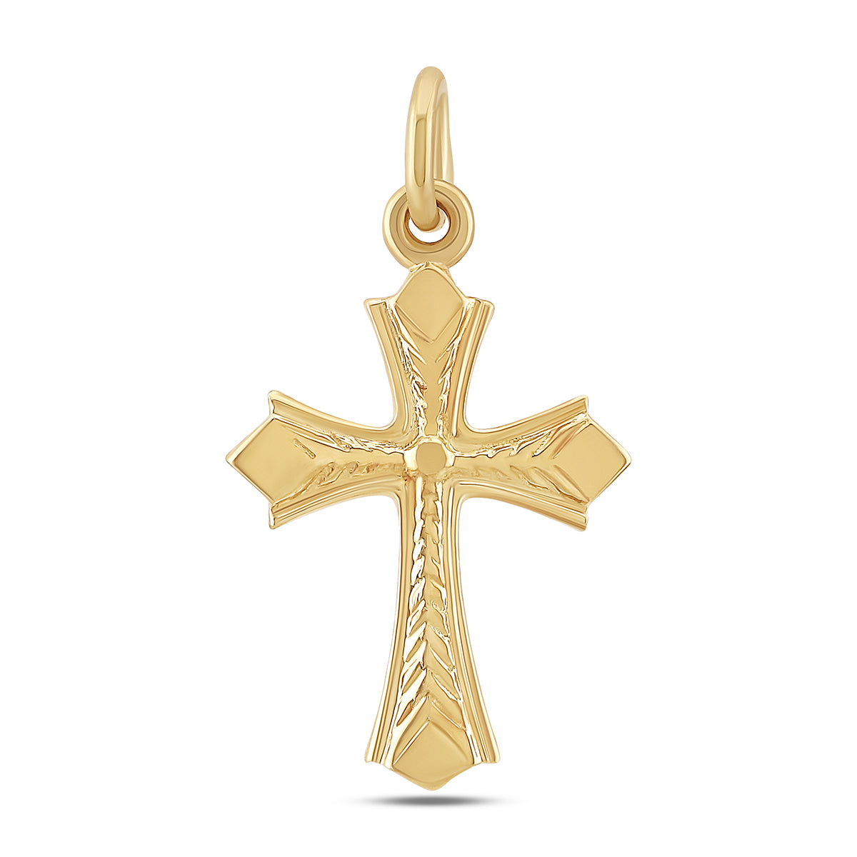9ct Yellow Gold Fleury Patterned Cross Pendant