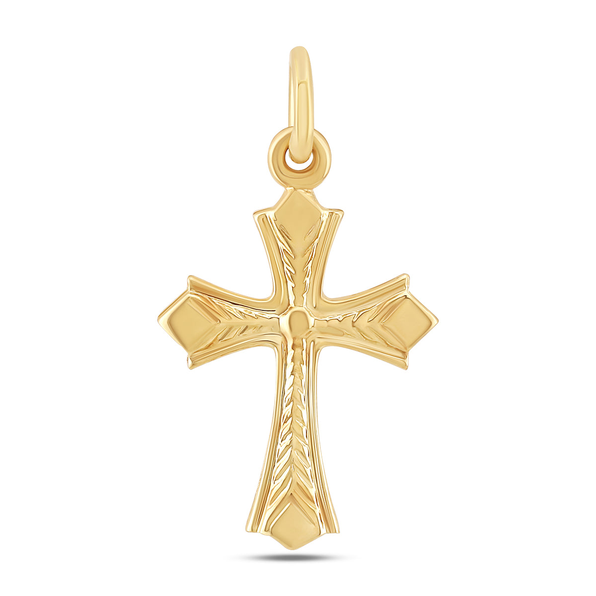 9ct Yellow Gold Fleury Patterned Cross Pendant