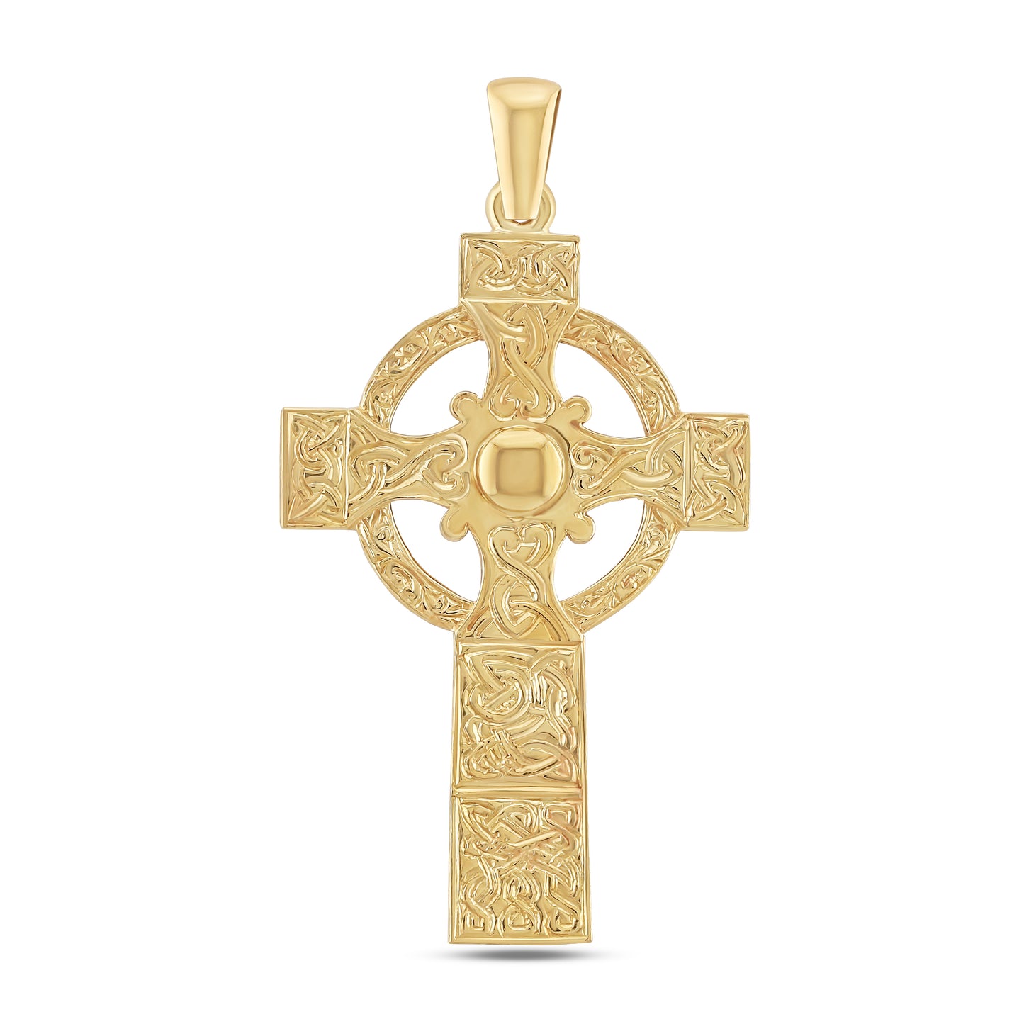 9ct Yellow Gold Large Ornate Celtic Cross Pendant