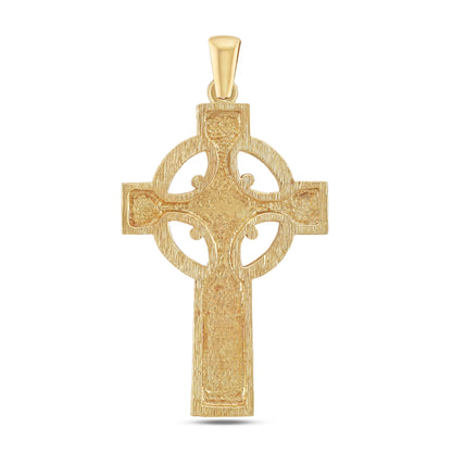 9ct Yellow Gold Large Ornate Celtic Cross Pendant