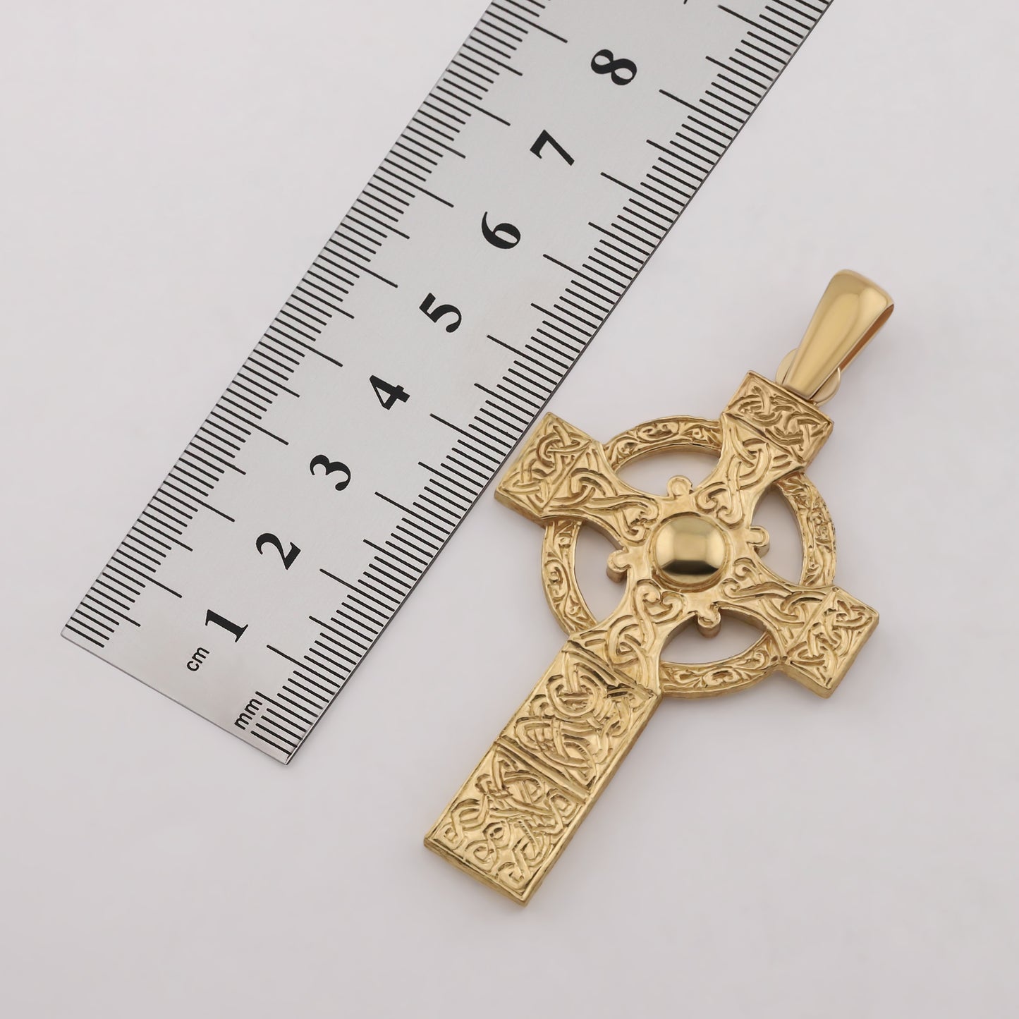 9ct Yellow Gold Large Ornate Celtic Cross Pendant