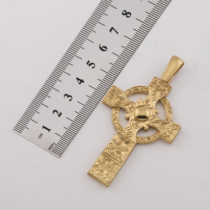 9ct Yellow Gold Large Ornate Celtic Cross Pendant