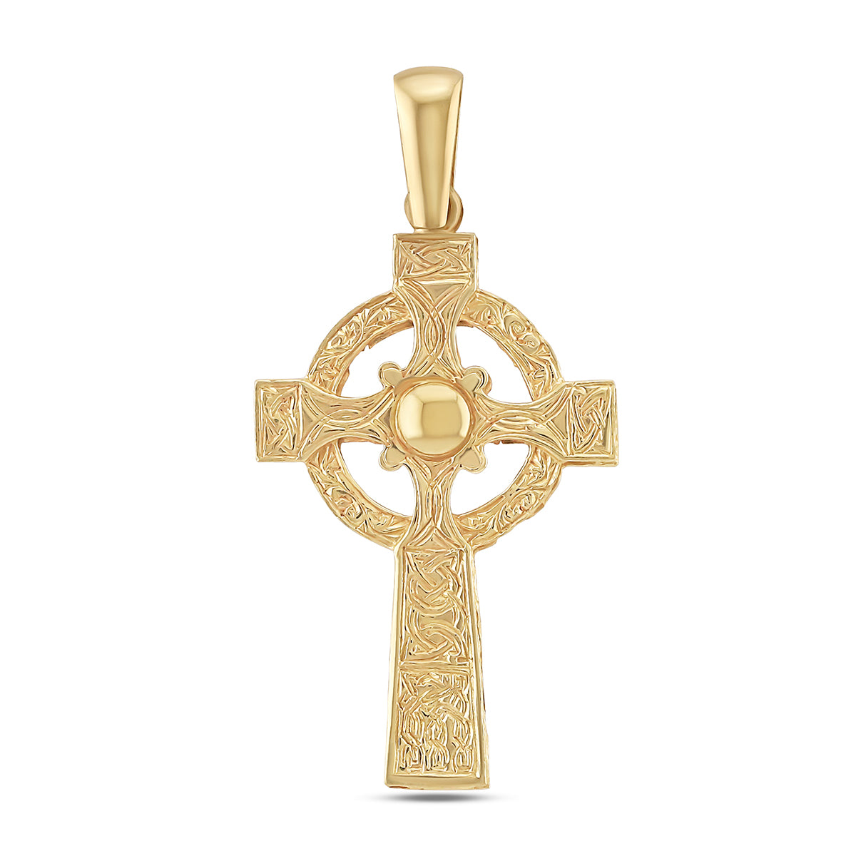 9ct Yellow Gold Medium Ornate Celtic Cross Pendant